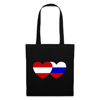 Austria Russia Flag Heart - Tote Bag - black - Front
