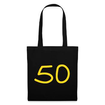 50.Geburtstag fünfzig gelbe Zahl - Stoffbeutel - Schwarz - Vorne