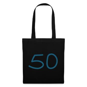 50.Geburtstag fünfzig blaue Zahl - Stoffbeutel - Schwarz - Vorne