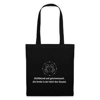 T-Shirt Sternzeichen Krebs Astrologie Horoskop - Stoffbeutel - Schwarz - Vorne