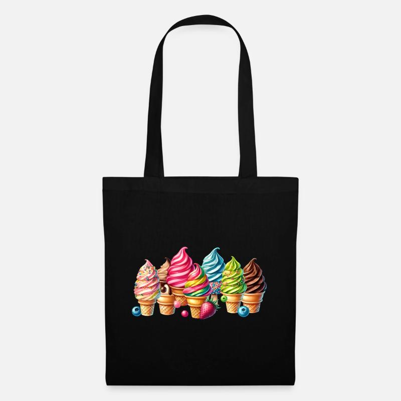 Einen süßen Touch mit diesen bunten Eis-Motiven - Stoffbeutel - Schwarz