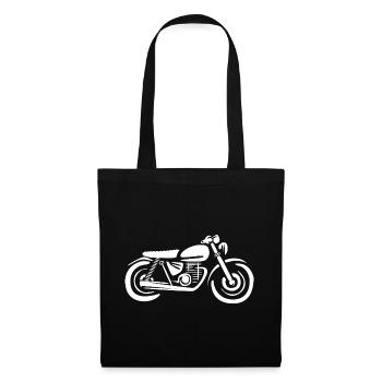 Moped und Motorrad Cartoon - retro racing biker - Stoffbeutel - Schwarz - Vorne
