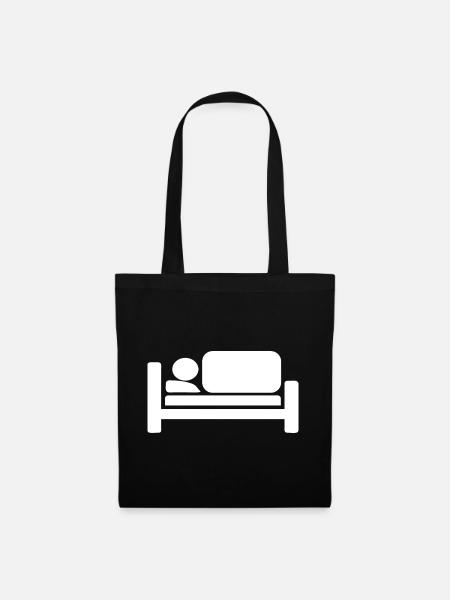 Cooles Bett Silhouetten Piktogramm Design - Stoffbeutel - Schwarz