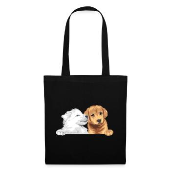 Weißer Schweizer Schäferhund und Golden Retriever - Stoffbeutel - Schwarz - Vorne