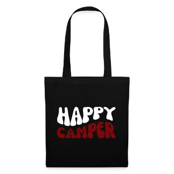 Happy Camper Schriftzug Outdoor - Stoffbeutel - Schwarz - Vorne