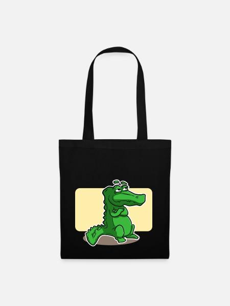 cute crocodile - Tote Bag - black