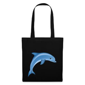 Dauphin mignon bleu - Sac en tissu - noir - Devant