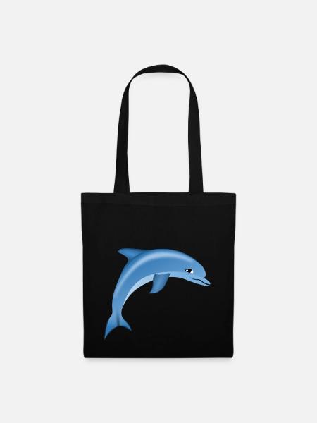 Blauer niedlicher Delphin - Stoffbeutel - Schwarz