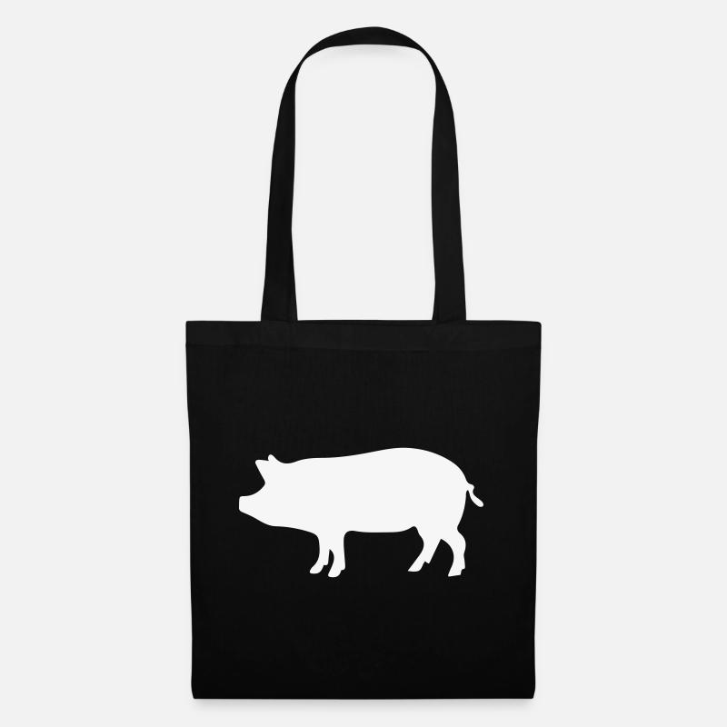 Schwein / 1c - Stoffbeutel - Schwarz