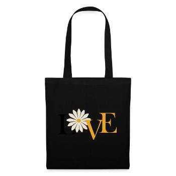 Love-Liebe Blume - Stoffbeutel - Schwarz - Vorne