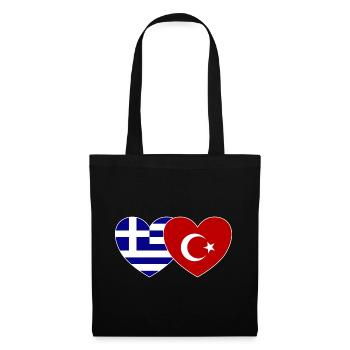 Grèce Turquie Drapeau Coeur - Sac en tissu - noir - Devant