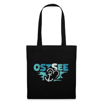 Ancre baltique rétro amour coeur logo symbole vintage - Sac en tissu - noir - Devant