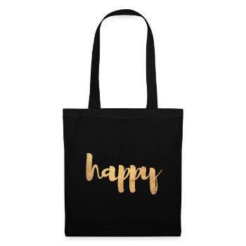 Happy Gold Happy Happiness Police cursive de luxe - Sac en tissu - noir - Devant