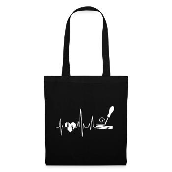 Wood carving Heartbeat - Tote Bag - black - Front
