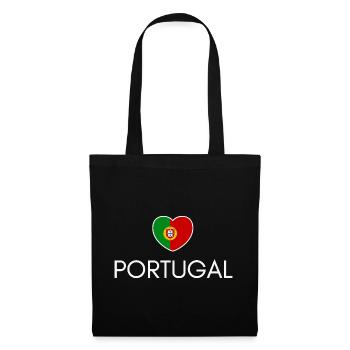 Cœur avec drapeau portugais, fierté portugaise - Sac en tissu - noir - Devant
