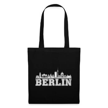 Berlin Skyline Retro  - Stoffbeutel - Schwarz - Vorne