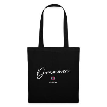 Drammen - Norway Flag Lettering - Norge - Norwegen - Stoffbeutel - Schwarz - Vorne