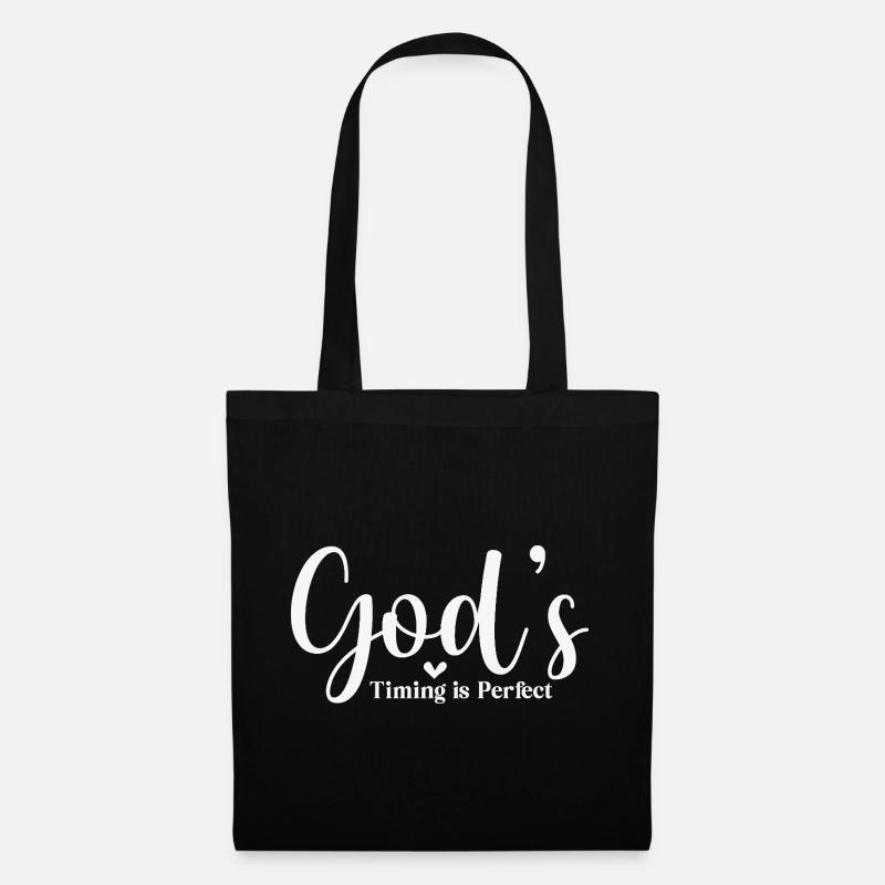 Gottes Timing ist perfekt - Stoffbeutel - Schwarz
