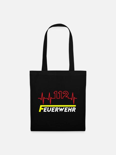 Feuewehr 112 - Stoffbeutel - Schwarz