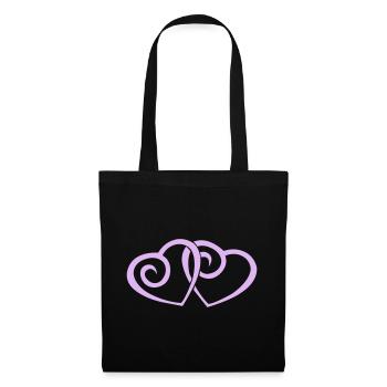 Double Hearts in Love Line Art - Tote Bag - black - Front