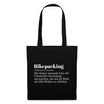 Bikepacking Duden Spruch - Stoffbeutel - Schwarz - Vorne
