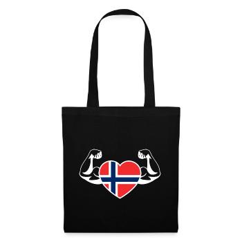 Norwegen Flagge Norge Wikinger Oslo Geschenk - Stoffbeutel - Schwarz - Vorne