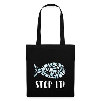 Inondation plastique océan mer animaux environnement upcycling - Sac en tissu - noir - Devant