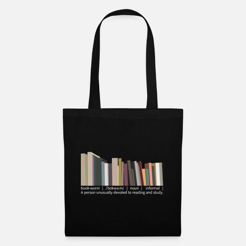 Bücherwurm auf Englisch - Stoffbeutel - Schwarz