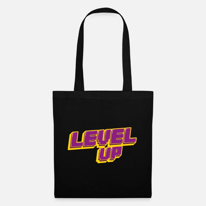 Level Up Gaming Shirt Zocken Retro Geburtstag - Stoffbeutel - Schwarz