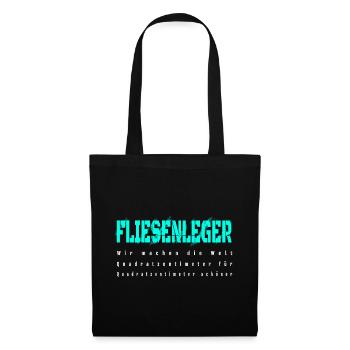 Fliesenleger Design - Stoffbeutel - Schwarz - Vorne
