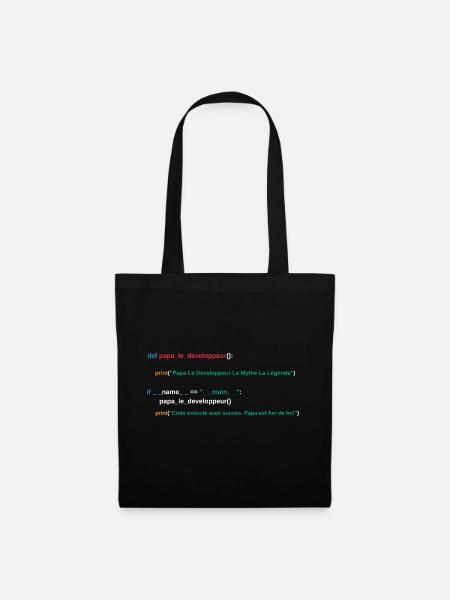 Code du programme Papa développeur - Sac en tissu - noir