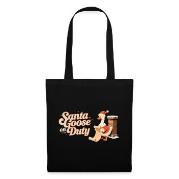 Cadeau de Noël Santa Goose On Duty - Sac en tissu - noir - Devant