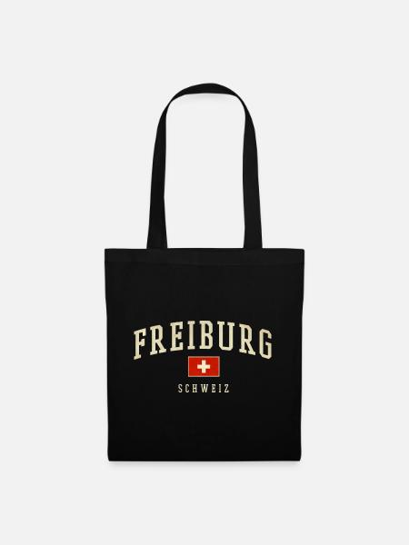 Freiburg Schweiz Emblem - Stoffbeutel - Schwarz