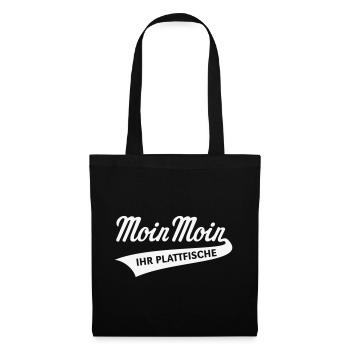 Moin Moin – Ihr Plattfische (Plattdeutsch / White) - Stoffbeutel - Schwarz - Vorne