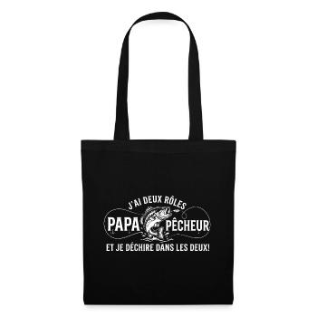 Papa Et Pêcheur Je Déchire Humour - Sac en tissu - noir - Devant