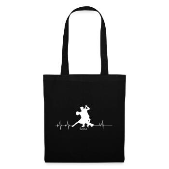 Salsa Shirt-Herzschlag - Stoffbeutel - Schwarz - Vorne