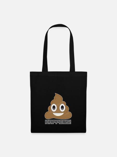 Emoji Poo passiert lustiger Witz - Stoffbeutel - Schwarz