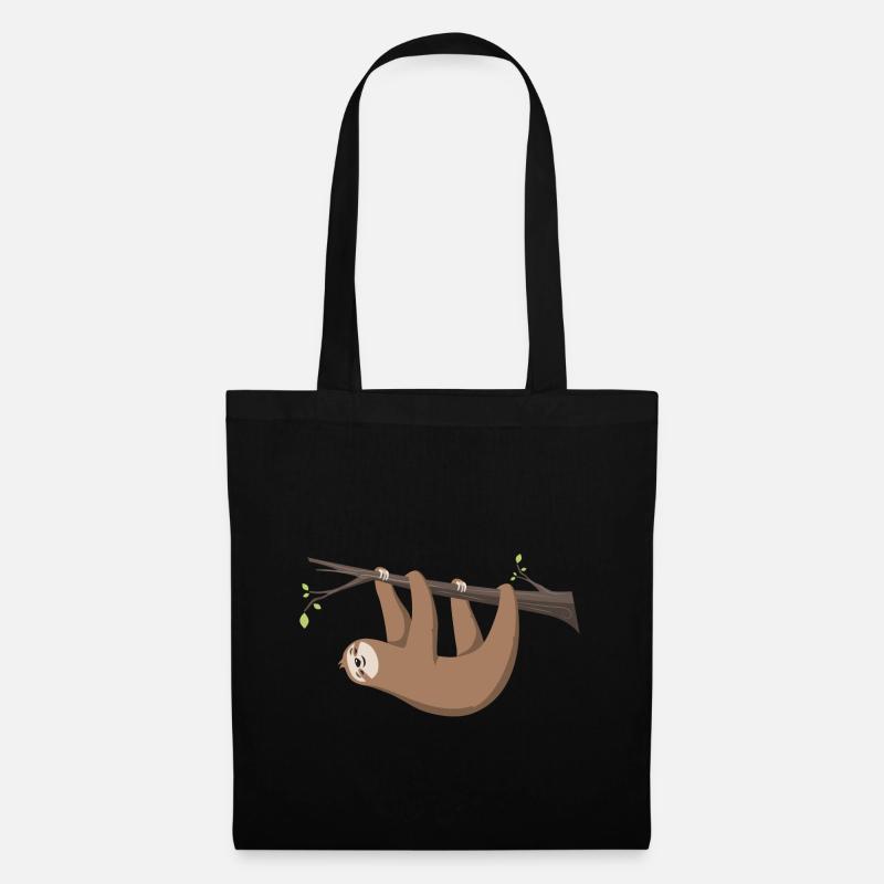Sloth Sloth hangs on the branch - Tote Bag - black