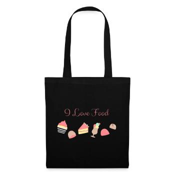 J'aime la nourriture en anglais - Sac en tissu - noir - Devant