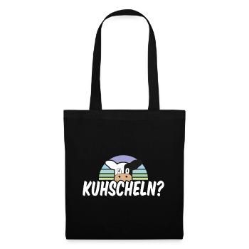 Kuhscheln niedliches Kuh Wortspiel - Stoffbeutel - Schwarz - Vorne
