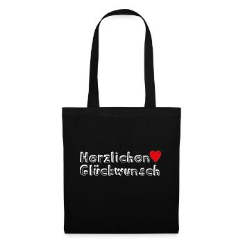 Herzlichen Glückwunsch Geschenkidee - Stoffbeutel - Schwarz - Vorne