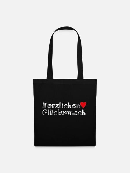 Herzlichen Glückwunsch Geschenkidee - Stoffbeutel - Schwarz