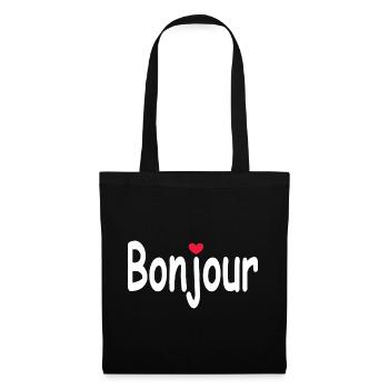 Bonjour Herz - Stoffbeutel - Schwarz - Vorne
