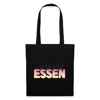 Essen Deutschland Stadt Schrift Vögel Skyline - Stoffbeutel - Schwarz - Vorne