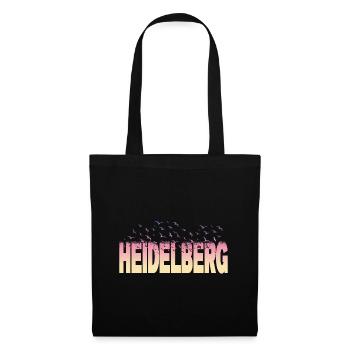 Heidelberg Deutschland Stadt Schrift Vögel Skyline - Stoffbeutel - Schwarz - Vorne