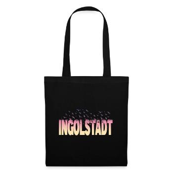 Ingolstadt Deutschland Stadt Schrift Vögel Skyline - Stoffbeutel - Schwarz - Vorne