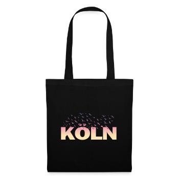 Köln Deutschland Stadt Schrift Vögel Skyline - Stoffbeutel - Schwarz - Vorne