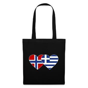 Norvège Grèce Flag Coeur - Sac en tissu - noir - Devant