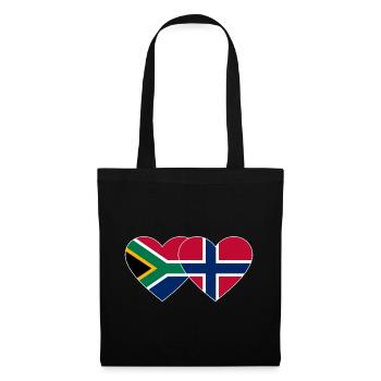 South Africa Norway Flag Heart White Outline - Tote Bag - black - Front