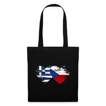 Greece Czech Republic flag used heart - Tote Bag - black - Front
